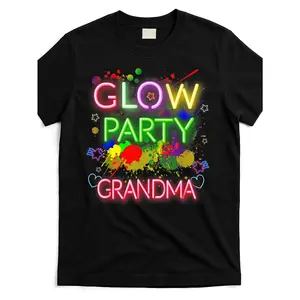 Glow Party Squad Grandma Paint Splatter Glow Party Matching T Shirt Same Style for Men and Women 2025 Summer Short-sleeved Printed T-shirt Pure Cotton 220G