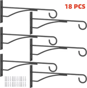 18 pcs 8" Plant Hangers 6 Pack and 12 pounds, Hanging Plant Bracket for Wall Fence Porch Outdoor Indoor, Metal Plant Hooks for Basket, Flower, Planter, Feeder, Lantern, Wind Chime