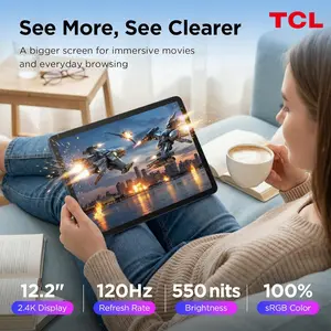 TCL TAB A1 Plus Android Tablet, 12.2” 2.4K 120Hz Display, 10GB RAM (6GB+4GB), 128GB Storage, AI Tools, 8000mAh Battery, Android 16, Quad Speakers, Tablet for Work, Study & Entertainment