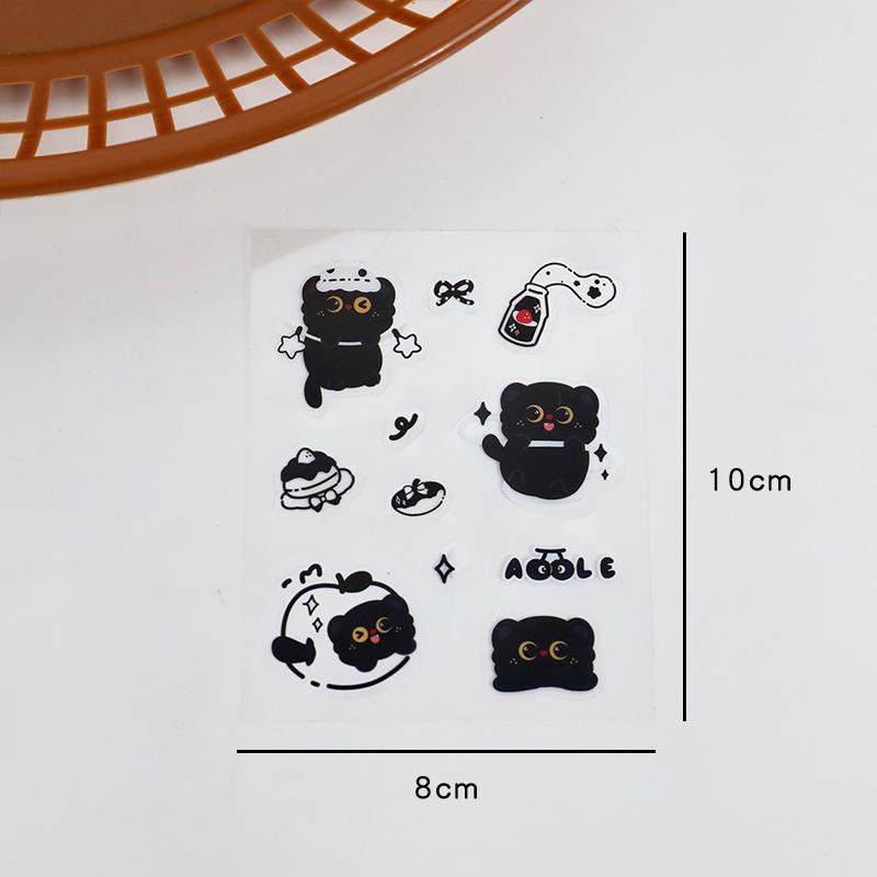 4 Sheets / Over 50 Stickers Little Black Cat Journal Stickers Waterproof PET 10cm x 8cm DIY Decorative for Water Cups Phone Cases Hello Cute Gifts for Girls Teens Great for BFFs, Lovers & Kids' Valentine Exchanges scrapbook supplies