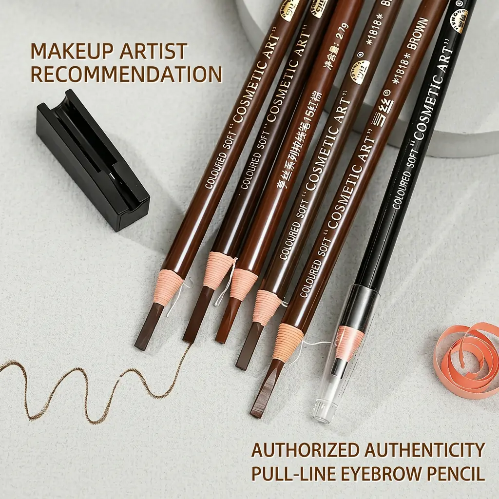 6Pcs Sharpenable Eyebrow Pencil Set Long Lasting Natrual Wild Brow Makeup Waterproof Fadeproof Black Eyebrow Pens High Pigmented Easy To Outline Cosmetic