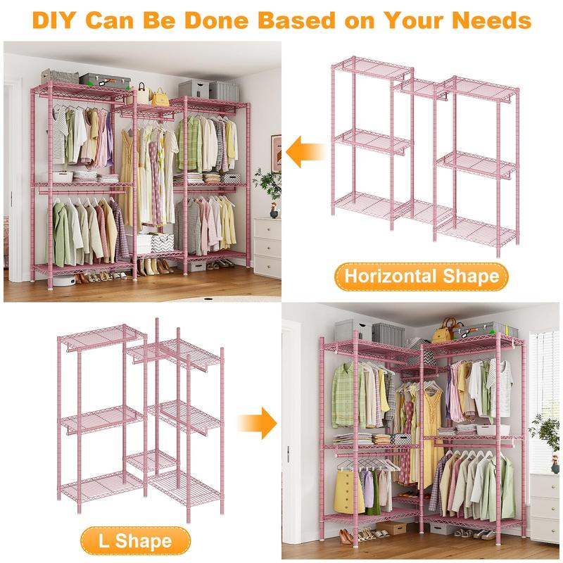 Raybee Clothes Rack Heavy Duty Clothing Rack Load 905LBS Clothing Racks for Hanging Clothes Rack Metal Garment Rack Heavy Duty Clothes Rack Free Standing Wardrobe Closet Organiser Hangable, 77" Hx75 Wx17.8 D [NewYearNewMe]