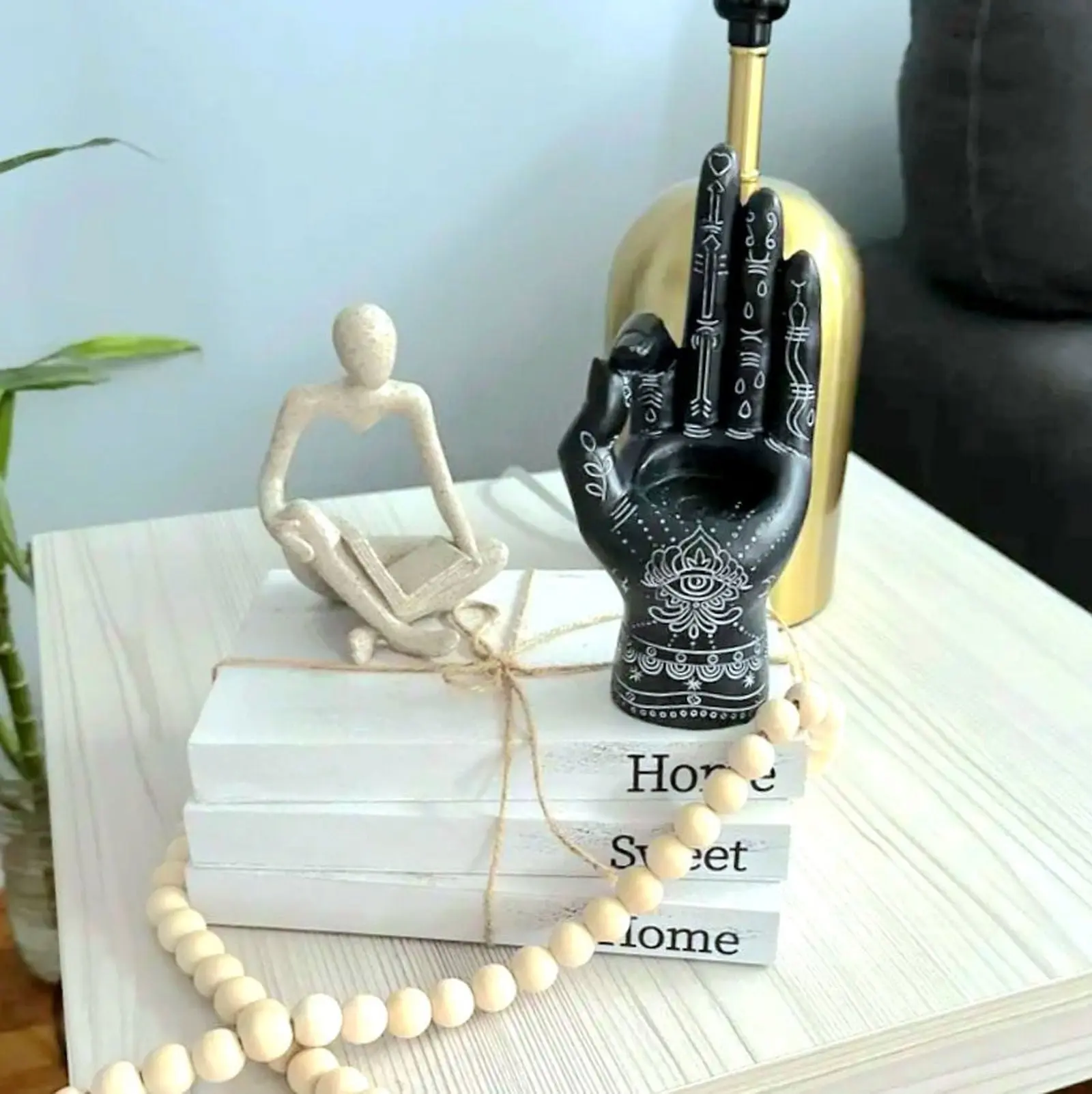 Mystic Hamsa Mantric Hand Resin Palmscape | Incense Burner and Tealight Holder