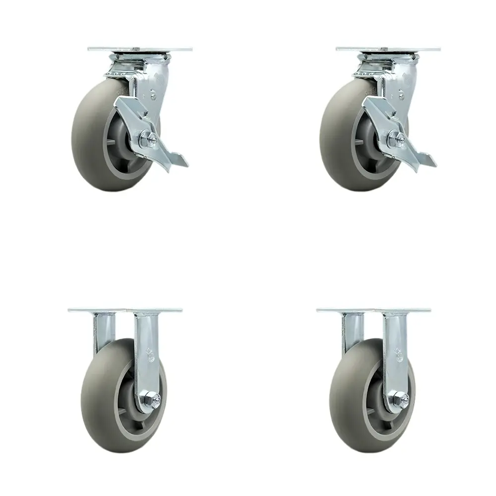 Service Caster TOOL-SCC-30CS620-TPRBD-TLB-2-R-2 Tool Box Caster Wheel Set - 6 in. Non-Marking, Zero Maintenance Thermoplastic Rubber Donut Tread Wheels