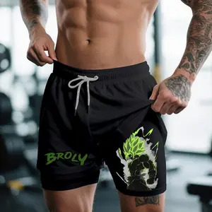 Dragon Ball DBZ Broli  80s 90s summer men shorts for men jorts outfit men graphic shorts Double-layer sports shorts Comfortable short shorts summer