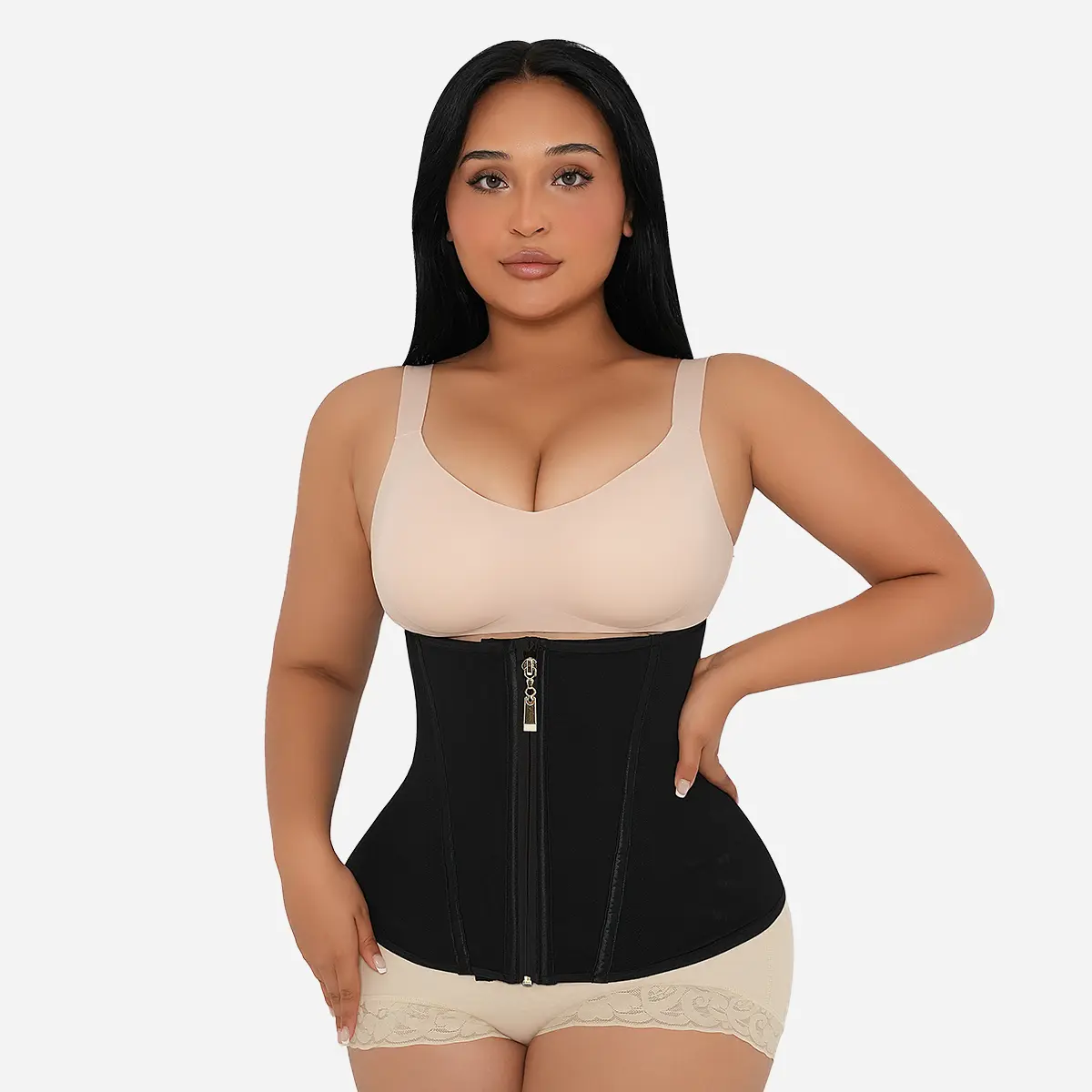 GQF Women's Waist Trainer for Tummy Control & Postpartum Support Workout Cincher Corset Shapewear with Zipper & Hooks Sculpt Touch Sweat Belt  Waist Trimmer & Body Shaper Fajas-4305 [Belly-control shaping bodysuit]