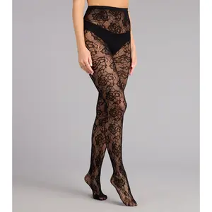 Dark Bloom Floral Lace Fishnet Tights