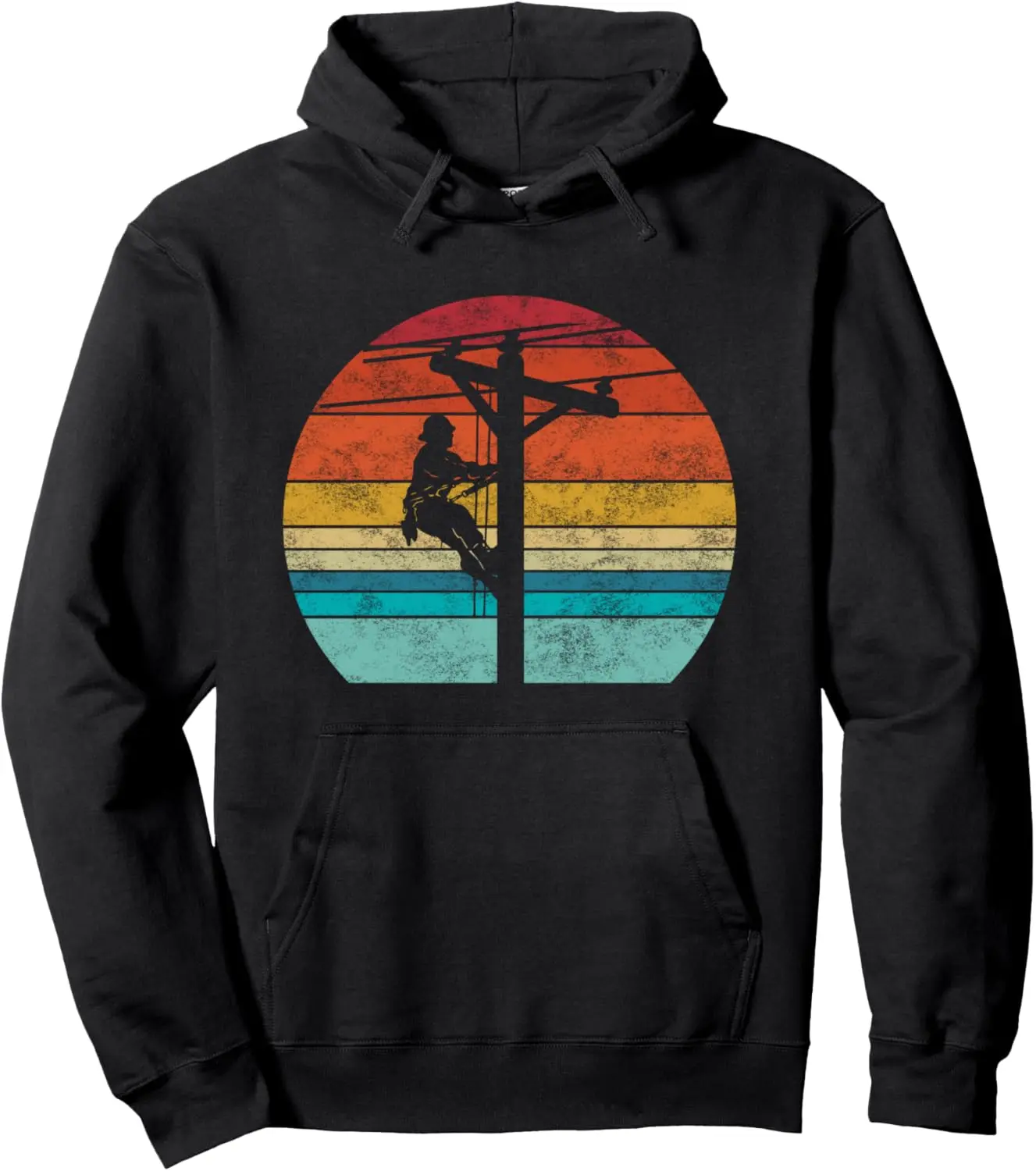Retro style Lineman Cell Tower Line Worker Electrician Pullover Hoodie