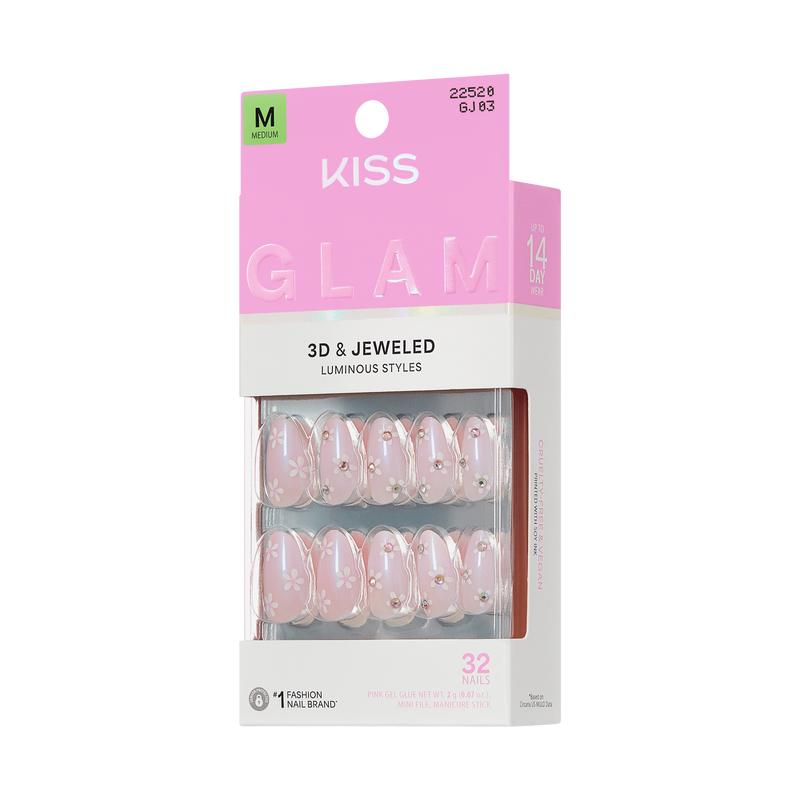 KISS GLAM 3D & Jewel Press On Glue Nails  - Breeze of Bliss
