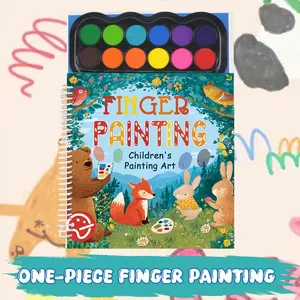 12-Color Kids Finger Painting Book - Interactive DIY Art Activity for Preschoolers, Non-Toxic & Washable, Spiral Bound with More Than 30 Bright Multi-Theme Scenes for Boys & Girls Age 3+, Creative Play, Interaction Art, Perfect Birthday & Christmas Gift