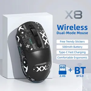 Wireless Mouse with Street Graffiti Stickers – Dual-Mode 2.4G + BT 5.0 Connection, Lightweight Fast-Response Design, Silent Buttons, Rechargeable Ergonomic Grip – Trendy Style for Gaming, Work & Study