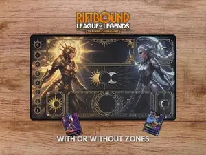 Leona and Diana Playmat - With Themed Zones, Leona & Diana Riftbound Playmat, Riftbound Playmat With Zones