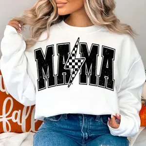 Mama Lightning Bolt sweatshirt, a retro mama crewneck celebrating mom life with cozy comfort, bold style, and playful vibes, perfect as a gift for her.