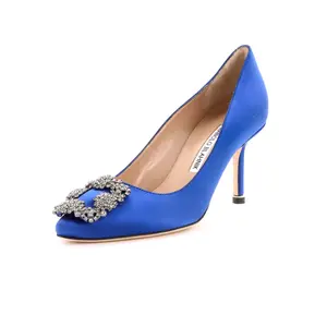 Pre-owned Manolo Blahnik Women's Hangisi Pumps Satin 70 by Rebag