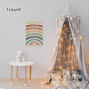 Rainbow Inspirational Quote Wall Art Poster, Fabric Roll Decor for Classroom and Game Room, Motivational Canvas Painting for Home Decoration, Wooden Wall Art