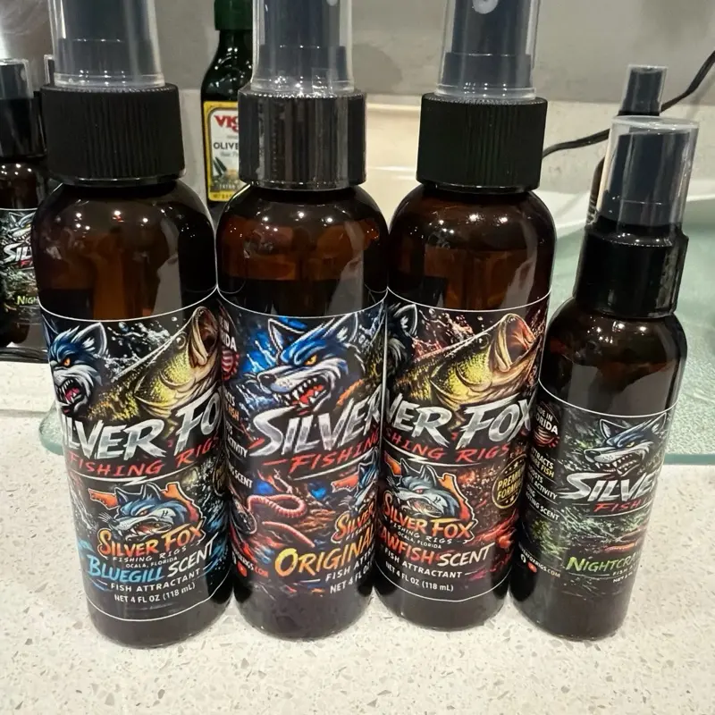 Silver Fox Fish Stank Spray 4oz ,Original ,Crawfish ,& now Bluegill Scent Fish Attractant Oil Based with all natural Oil Convenient Spray Bottles