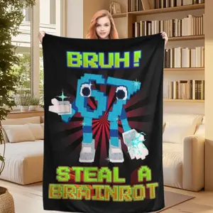 Bruh 67 Meme  Gen Alpha Brainrot Blanket Warm Napping Blanket for Living Room Office Travel Versatile Gift Blanket Cartoon Print for All Seasons Halloween Decor Christmas Gifts Birthday Decorations Flannel Material Special Design.Polaris Blanket