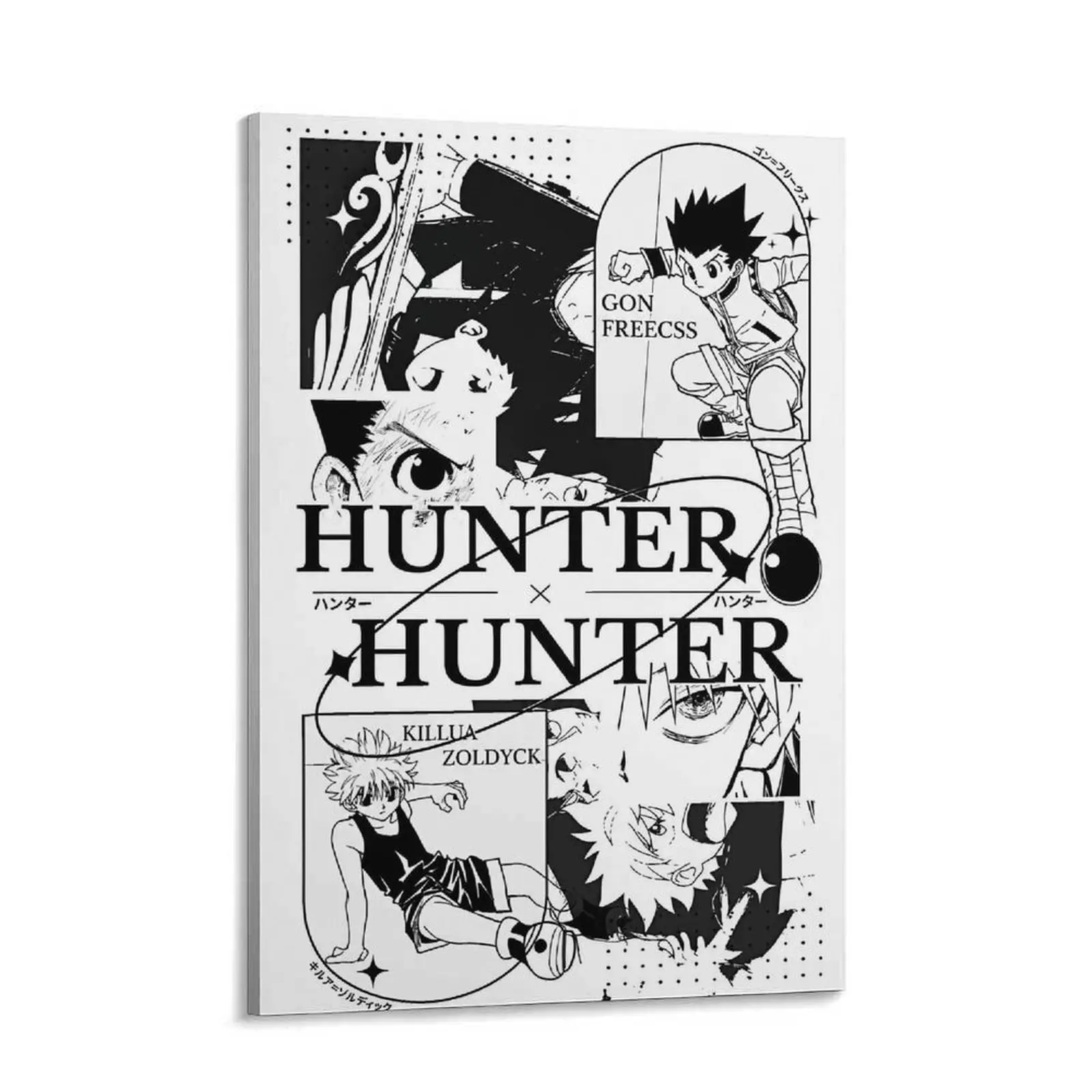 Hunter x Hunter Black and White Canvas Wall Art, Anime Manga Poster for Bedroom, Gaming Room and Dorm Decor, Gift for Anime Fans