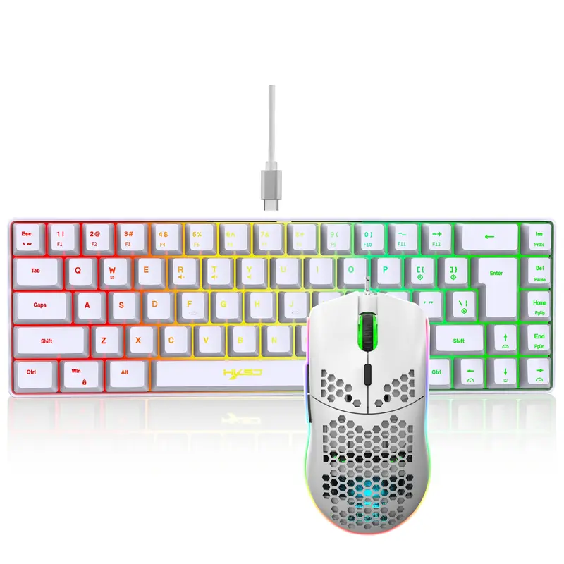 Gaming Keyboard and Mouse Combo - Compact 68-Key Mini Wired Rainbow Keyboard with RGB Backlit, Ergonomic Design, Optical Mouse for PS4, Xbox, PC, Laptop, Mac - Durable ABS Material, No Battery Needed, Gaming Keyboard and Mouse, Laptop Accessory