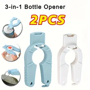2pcs Easy Grip Bottle & Can Opener, Plastic Can Openers, Ergonomic Jar and Lid Opener with Ratchet Edge, Lightweight Kitchen Tool with Twist Assistance for Home, Bar & RV, Gadget for Seniors, Adults & Cooking Lovers