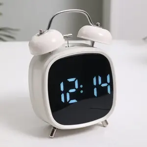 Creative High Volume Metal Multifunctional Alarm Clock LED Display, Digital Clock, Battery Operated Clock, Dual Alarms, Battery & Plug Powered, Temperature Function, Ideal for Students