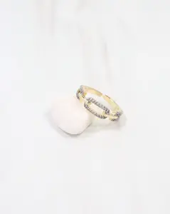 Beacon CZ Pave Link Ring Gold