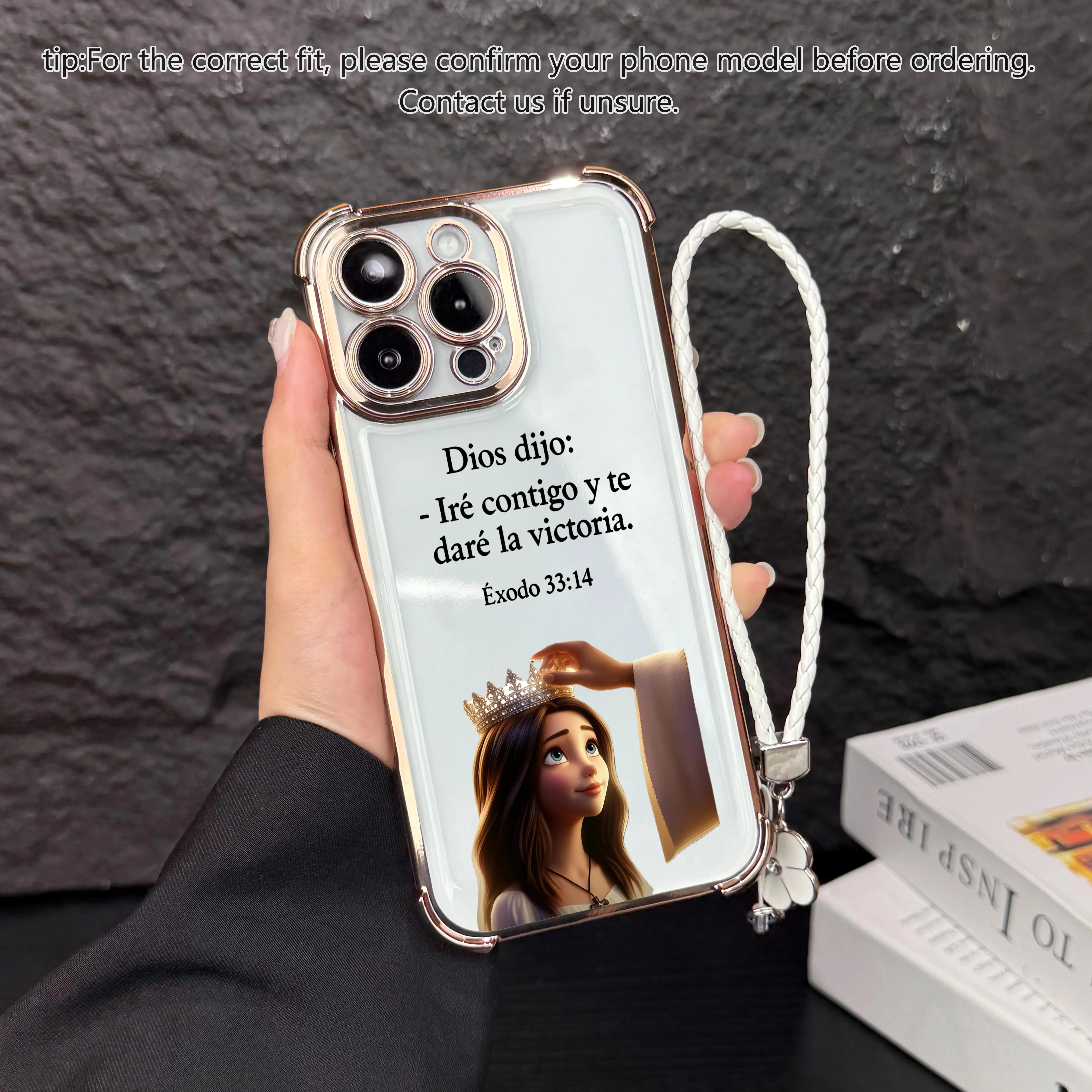 Rose gold + white lanyard