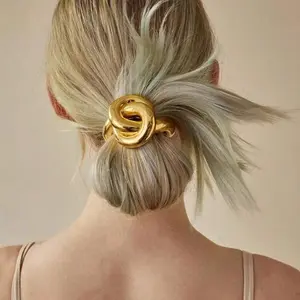 Elegant Geometric Hair Clip, Metal Twist Ponytail Holder, Daily & Holiday Wear, Spring Fashion Accessory for Women