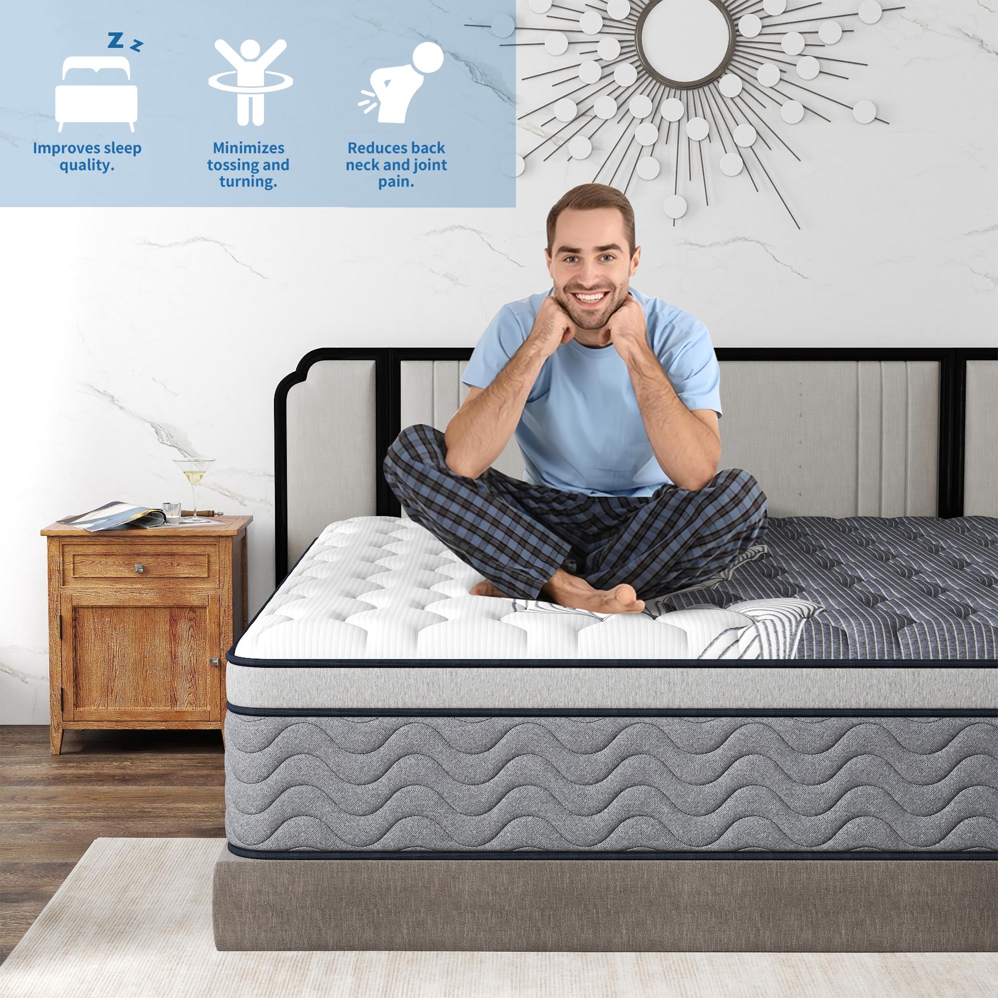 Dual Firmness Mattress Soft & Firm In One Bed,12Inch-Full, Queen, King Size Innerspring Hybrid Pocket Spring Memory Foam Mattresses for Couples, Back Pain Relief, Spine Support, Side & Back Sleepers, Breathable Durable Bedding