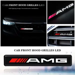 Mercedes-Benz Amg Waterproof Glowing Car Emblem Decoration, LED Car Decor Light, Led Lighting, Front Engine Hood Grille Logo Decoration, Car Decal