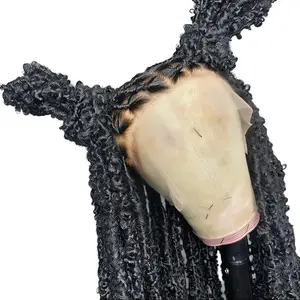 DOSAY Super Long 40Inches Dreadlocks Wigs Synthetic Butterfly Braided Full Lace Frontal Wigs For Black Women Knotless Box Braided Wig with Cornrow Braiding Faux Locs Crochet Hair