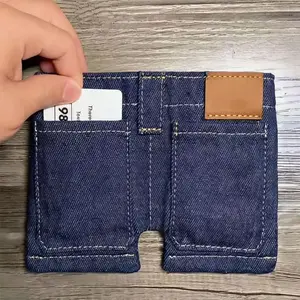 Pocket Pants Mini Jeans Wallet Slim Compact Bifold Pocket Purse Portable Retro Pants Style Wallets Funny Folding Card Holder with Card Slots for Cards Keys or Cash Small Travel Wallet