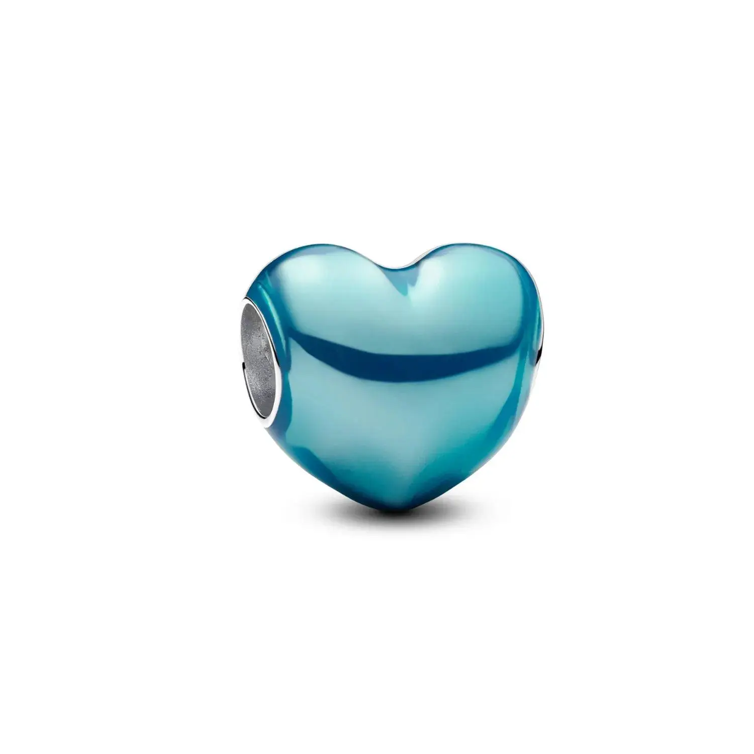 Blue Heart Glass Charm Bead for Bracelet | Silver Core | Cute Romantic Jewelry Gift for Women