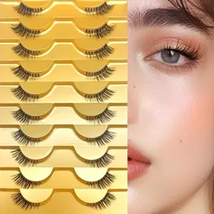 10 Pairs Soft Natural Cat-Eye Half Eyelashes, Ultra-Thin Fluffy Fox Style, Reusable False Lashes for Everyday & Special Occasions Eyelash Set