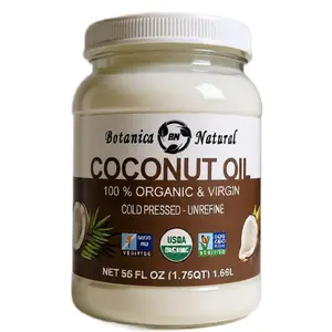 BN COCONUT OIL ORGANIC  & VIRGEN COLD PRESSED -UNREFINE USDA CERTIFIDE NATURAL 56 FL OZ
