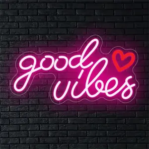 Good vibes Neon Sign for Bedroom - USB Power With Dimmable  for Room, Office,Party, Salon Decor,Exquisite Mother's Day gift
