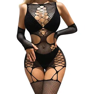 Famstar Sexy Lingerie for Women Naughty Fishnet Lingerie Set Bodysuit Outfits Teddy Sheer Mesh Erotic