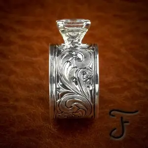 1 pc copper floral engraved ring with synthetic zirconia, retro European–American fashion, women’s luxury statement jewelry, no feather, party jewelry gift set