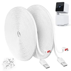 2 Pack 25FT Power Extension  Compatible with  Cam Pan v3 Camera, 90  2-Pack