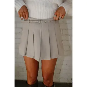Rae Pleated Skort-Taupe
