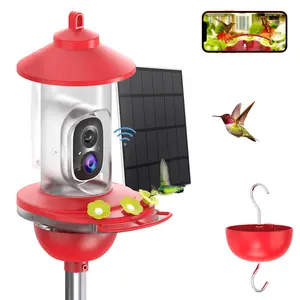 Humbirdy Smart Hummingbird Feeder Camera with Solar Power, 2K Live Video, 20 oz Nectar Feeder Capcity, Leak-proof, 30-Day Free Bird AI Recognition Trial, Local Video Storage