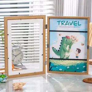 Kids Art Frames with Storage for 100+ Pictures, Front Opening Interchangeable Display, A4 Wooden Gallery Art Frame for Children's Artwork, School Projects Portfolio & Memory Box (1 Pack)