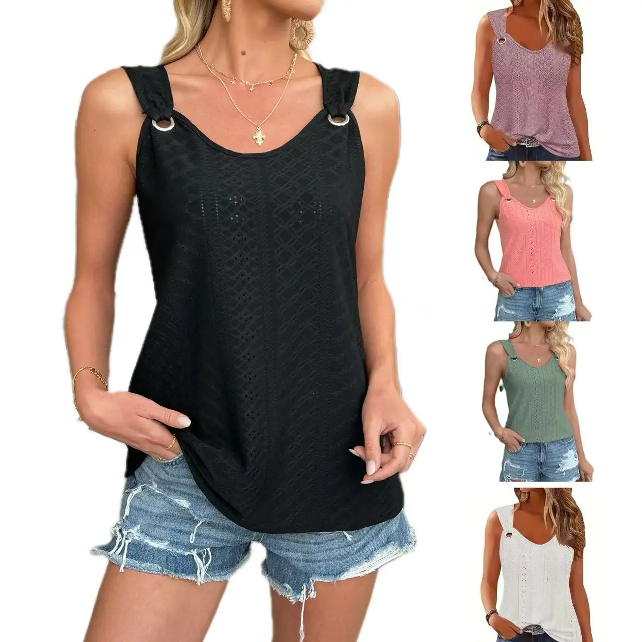 Women's 3-Pack Summer Business Casual Halter Tank Top, Sleeveless, 3-Color Option Elegance Fabric Knitted Soft Style