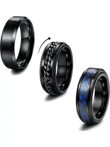 3 Fidget Rings Men Stainless Steel Spinner Ring Black Cool Twisted Chain Anxiety Rings Celtic Dragon Band Ring Beer Bottle Opener Rings Wide Band Ring Stacking Rings 8mm Wide