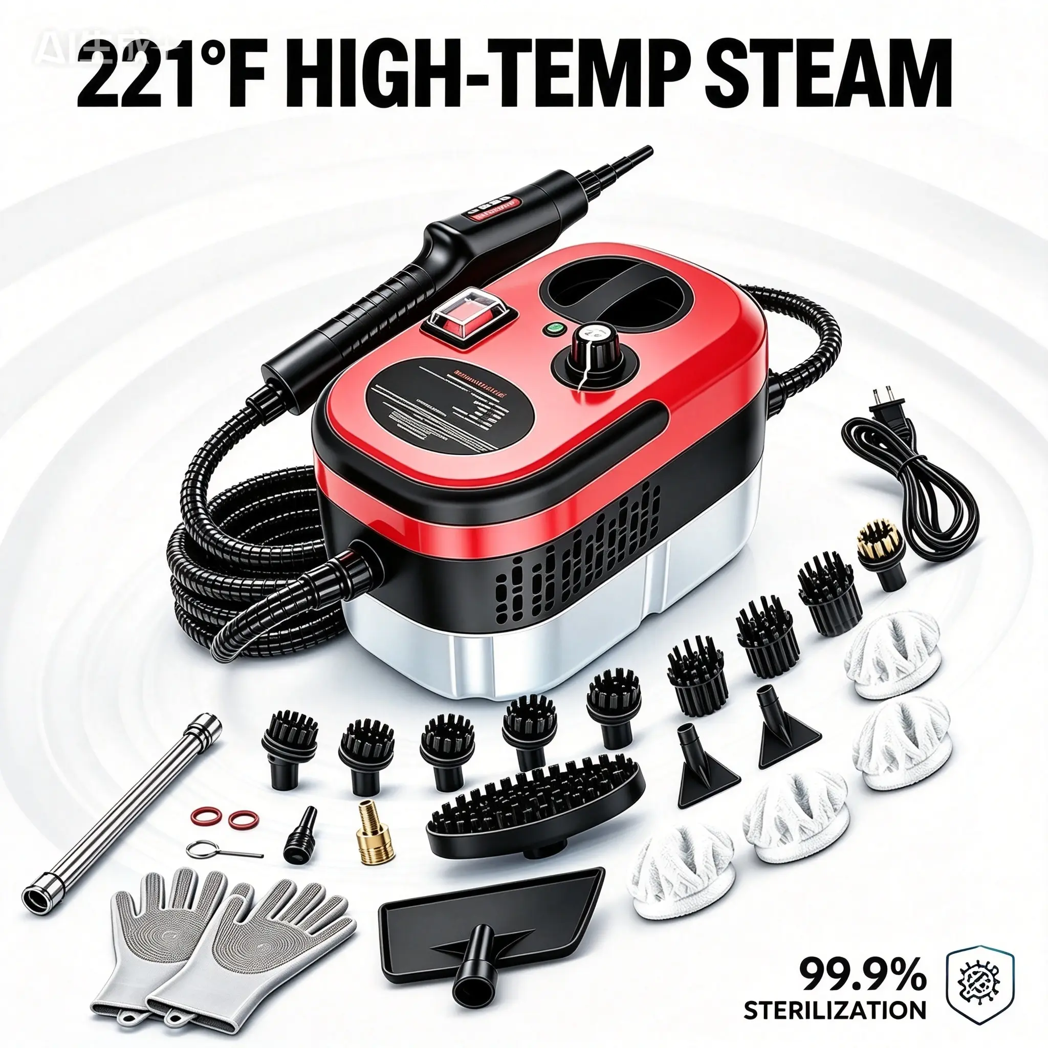 DauHor Portable Handheld Steam Cleaner with 15 Accessories, 2500W High Pressure Steam Cleaner for house,Car,Bed Bugs, Couch, Furniture, Kitchen, Bathroom, Floors