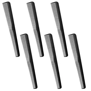 6 Pieces Tapered Comb Carbon Fiber Salon Hairdressing Fine and Wide Tooth Comb Heat Resistant Tapering Barber Stylist Cutting for Men Women(Black)