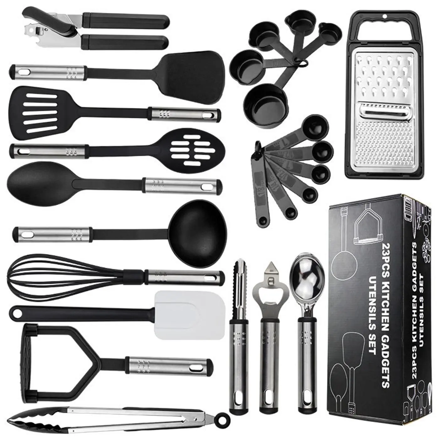 25-Piece Silicone Nylon Kitchen Utensil Set, Includes Cooking Spoons and Scrapers, Durable and Safe, Essential Kitchen Tools, Kitchen Utensils Set, Kitchen Utensils Gadgets, Home Kitchen Use