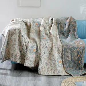 Fall Throw Blanket for Couch Bed Chair,100% Cotton Soft Lightweight Blanket Rustic Quilt -Orange Floral Printed Farmhouse Decor Bed All Season Blankets