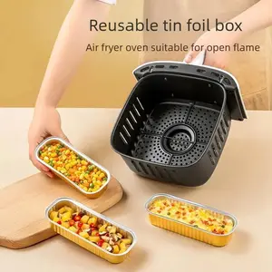 Food-grade high-temperature resistant aluminum foil box, rectangular shape, suitable for cheese, sweet potato, and durian; air fryer aluminum foil.