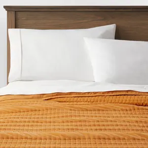 Threshold Lofty Velvet Bedroom Quilt - Quilted Bedspread with Channel Quilting, Cozy Comfort, STANDARD 100 by OEKO-TEX Certification, 92x88 in - Home Decor Bedding